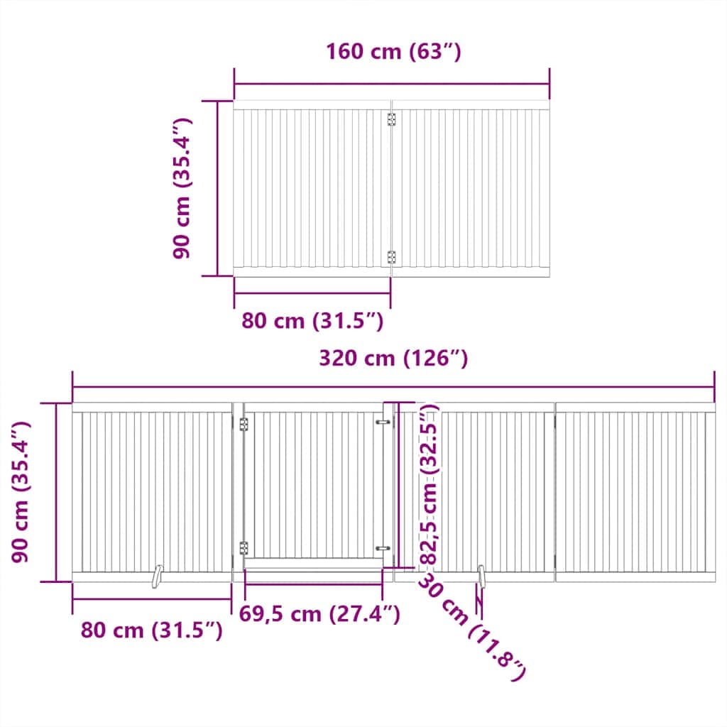 Cancello per Cani Porta Pieghevole Nero 6 Pannelli 480cm Pioppo — miniatura 10 di 11