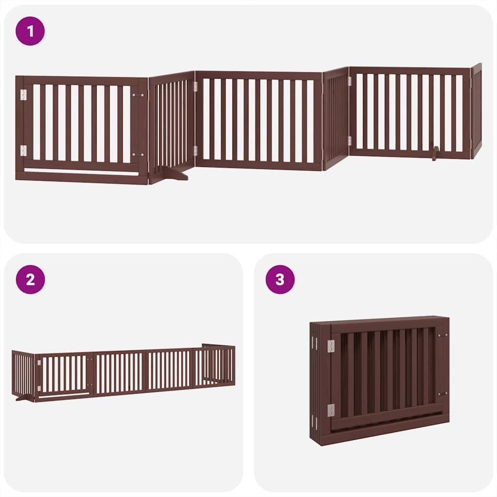 Cancello Cani Porta Pieghevole Marrone 6 Pannelli 480cm Pioppo — miniatura 4 di 11