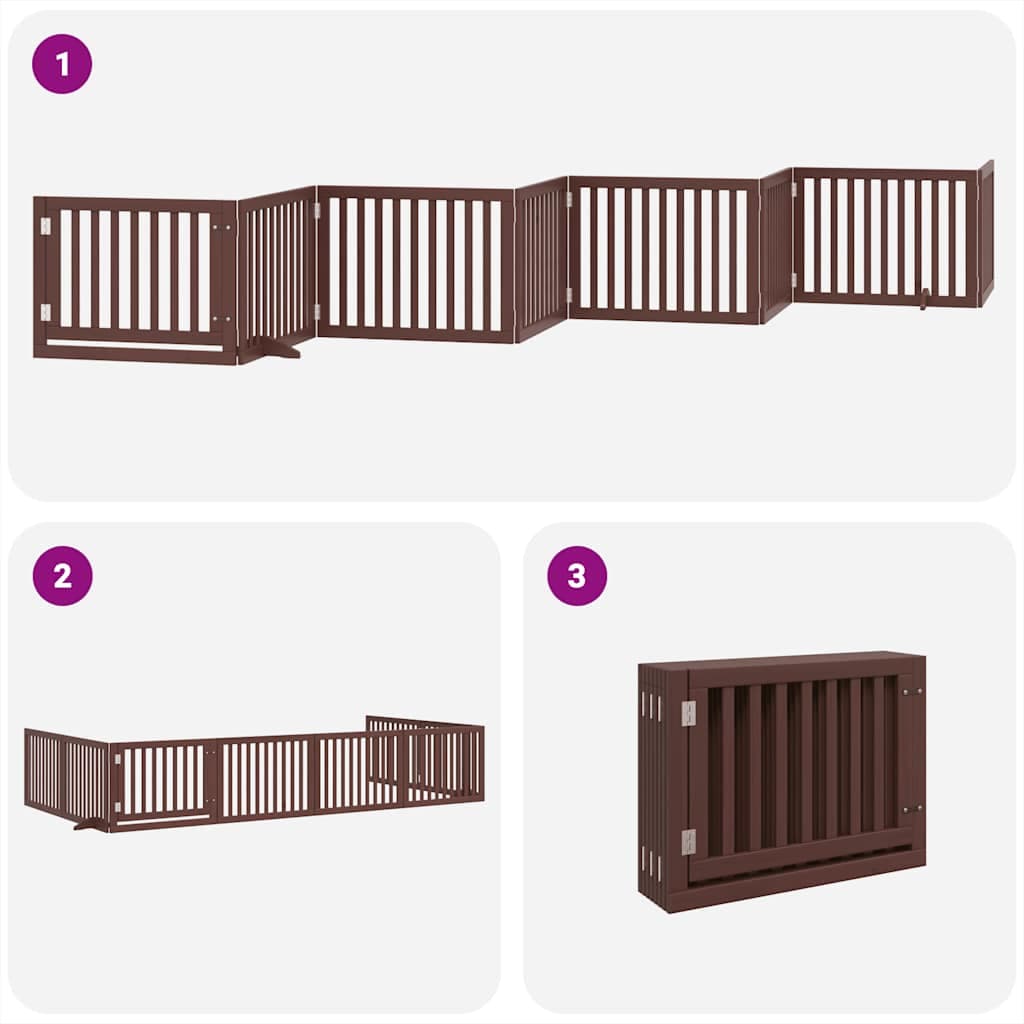 Cancello Cani Porta Pieghevole Marrone 8 Pannelli 640cm Pioppo — miniatura 4 di 11