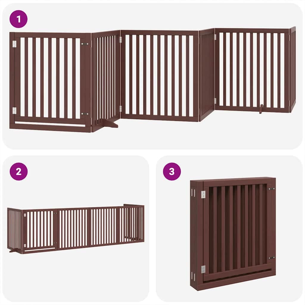 Cancello Cani Porta Pieghevole Marrone 6 Pannelli 480cm Pioppo — miniatura 4 di 11