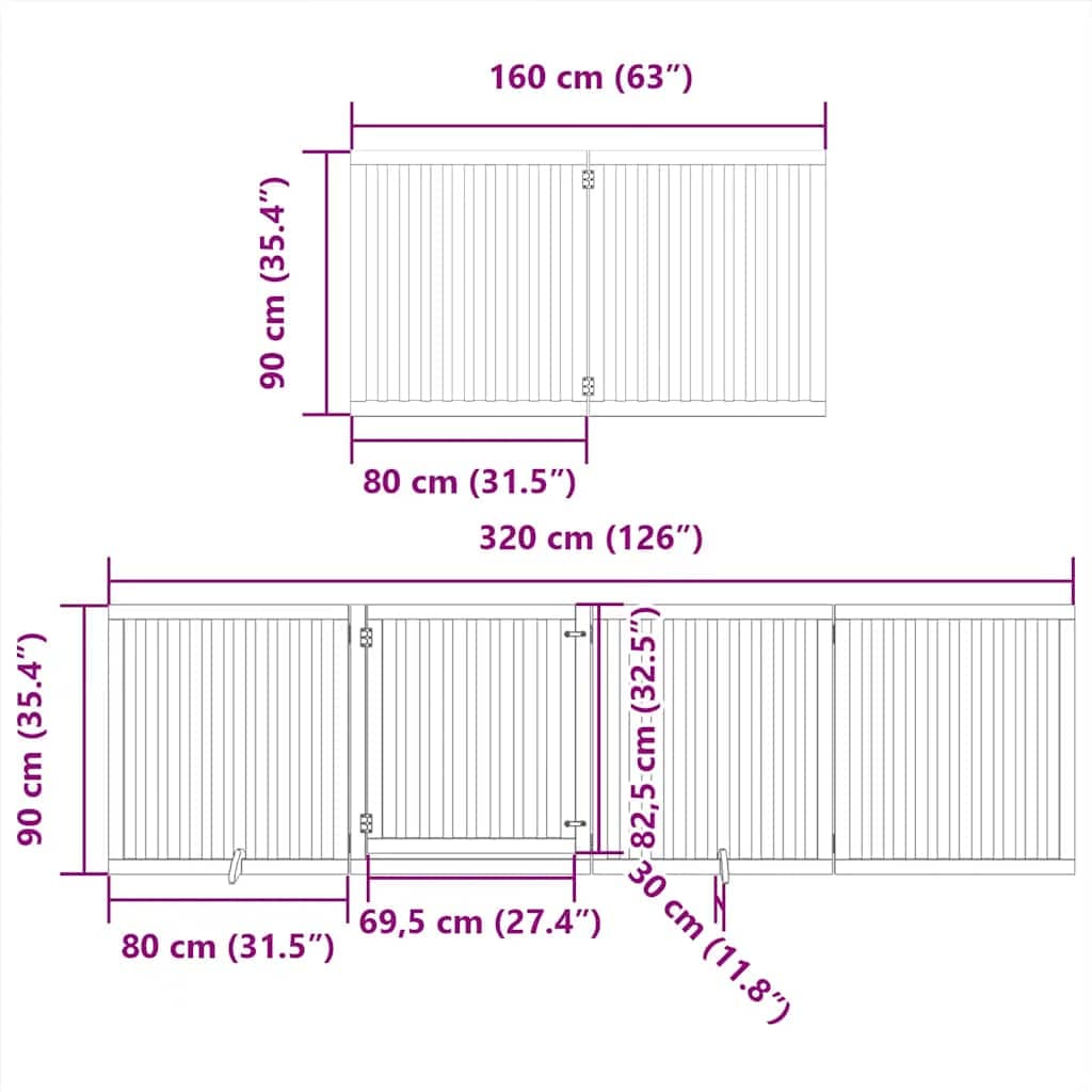 Cancello Cani Porta Pieghevole Marrone 6 Pannelli 480cm Pioppo — miniatura 10 di 11