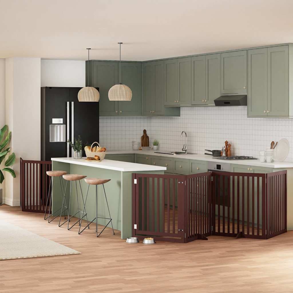 Cancello Cani Porta Pieghevole Marrone 6 Pannelli 480cm Pioppo — miniatura 1 di 11