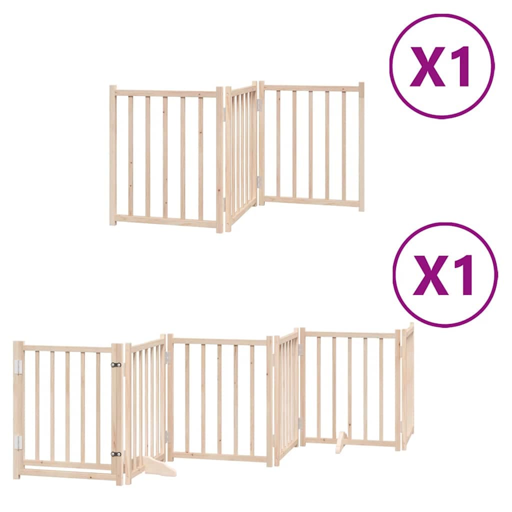 Cancello per Cani con Porta Pieghevole 9 Pannelli 450 cm Pioppo — miniatura 2 di 11