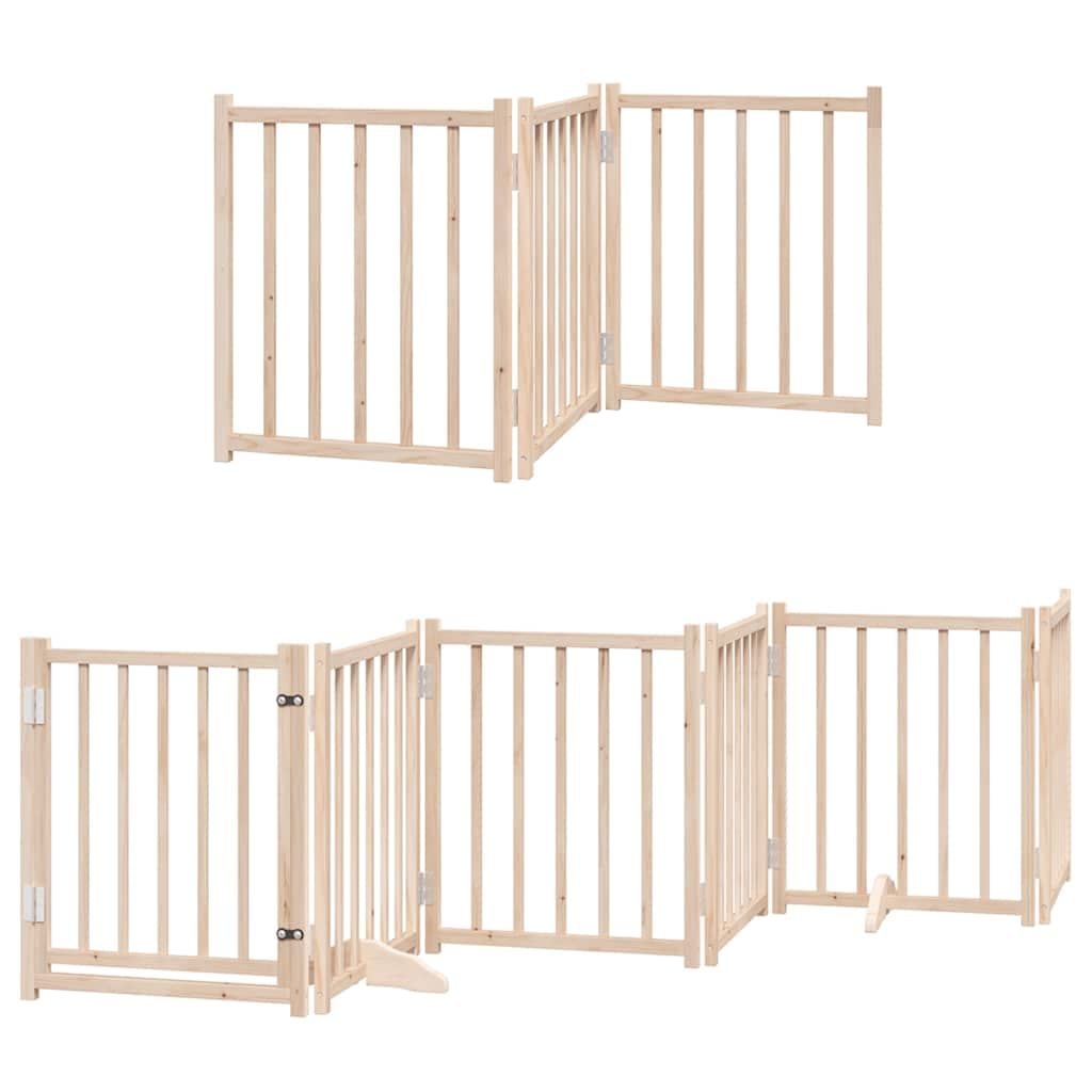 Cancello per Cani con Porta Pieghevole 9 Pannelli 450 cm Pioppo — miniatura 3 di 11