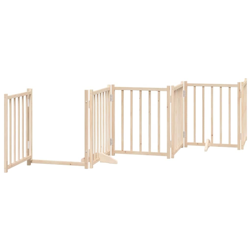 Cancello per Cani con Porta Pieghevole 9 Pannelli 450 cm Pioppo — miniatura 4 di 11