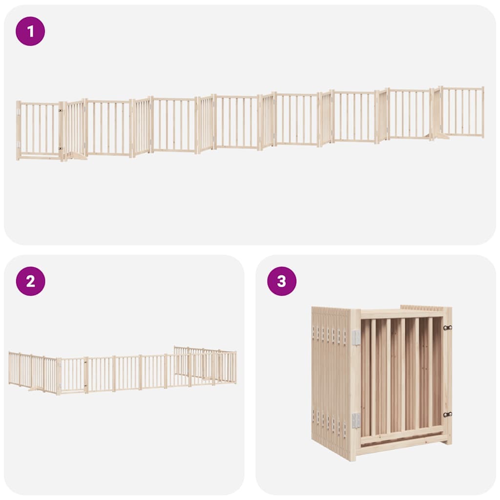 Cancello per Cani Porta Pieghevole 15 Pannelli 750 cm in Pioppo — miniatura 5 di 11