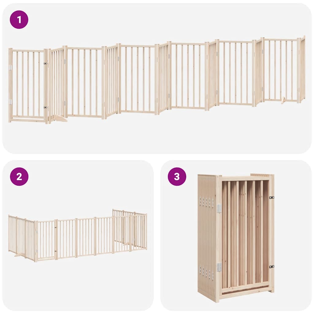 Cancello per Cani Porta Pieghevole 12 Pannelli 600 cm in Pioppo — miniatura 5 di 11