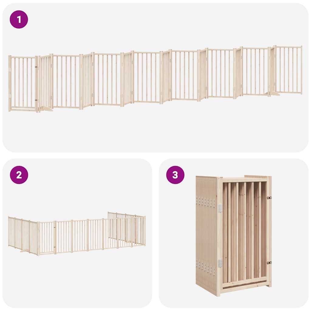 Cancello per Cani Porta Pieghevole 15 Pannelli 750 cm in Pioppo — miniatura 5 di 11