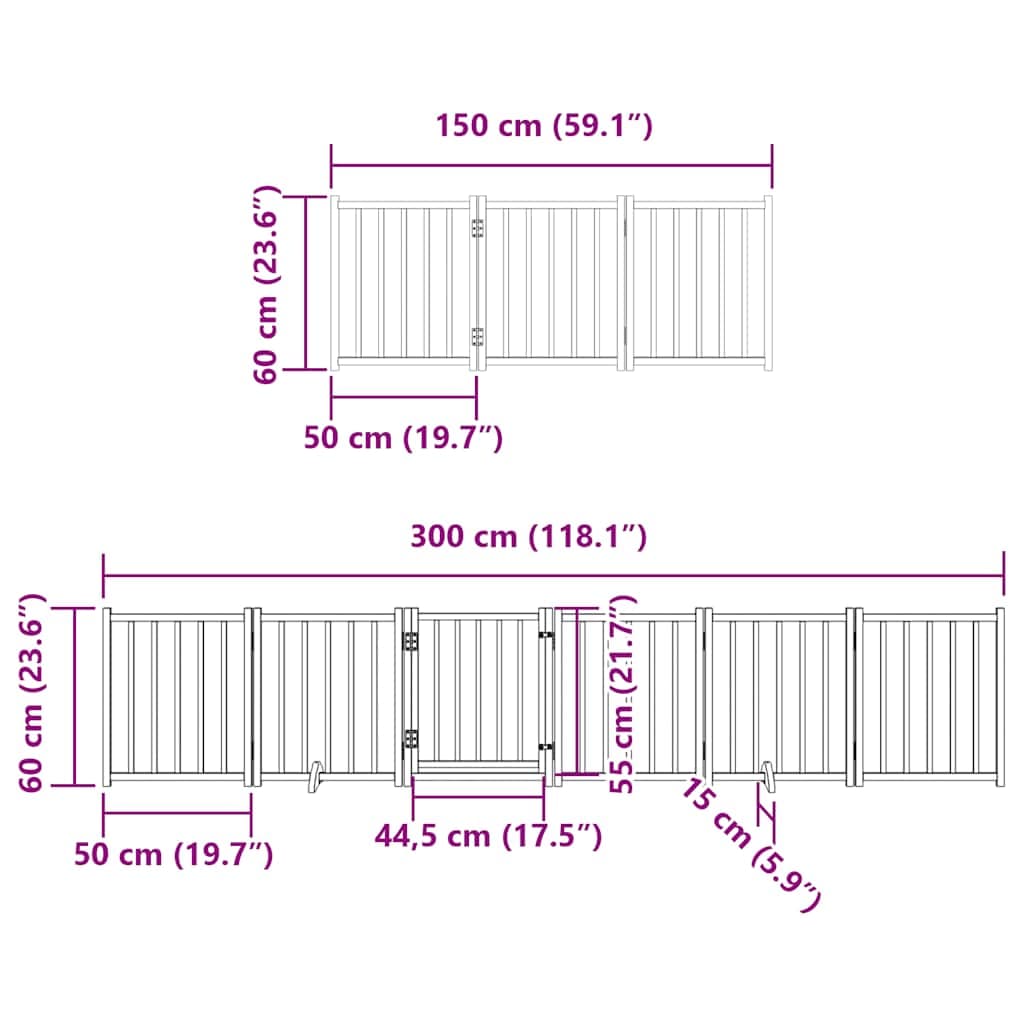 Cancello Cani Porta Pieghevole Bianco 9 Pannelli 450 cm Pioppo — foto 11 di 11