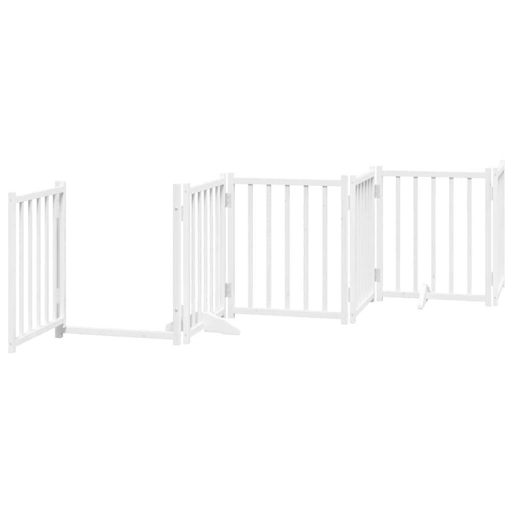 Cancello Cani Porta Pieghevole Bianco 9 Pannelli 450 cm Pioppo — foto 4 di 11