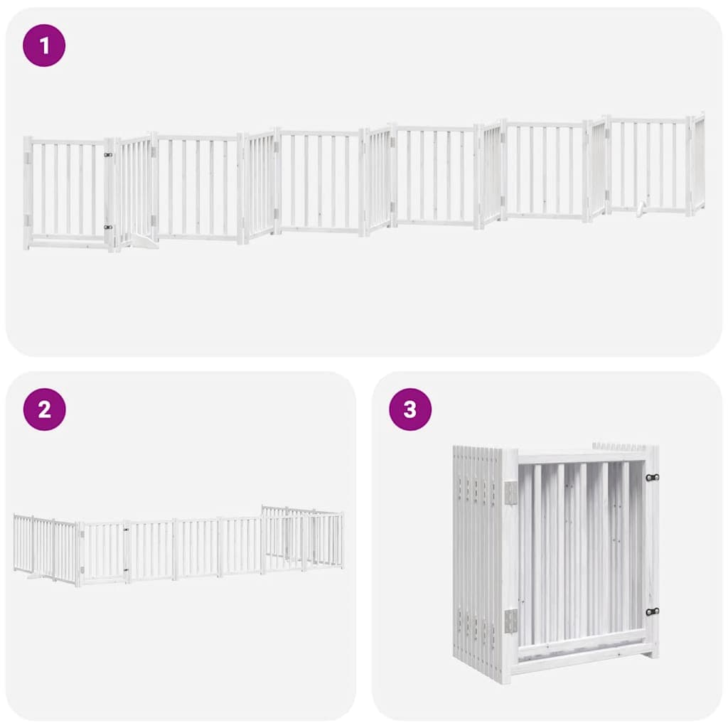 Cancello Cani Porta Pieghevole Bianco 12 Pannelli 600 cm Pioppo — miniatura 5 di 11
