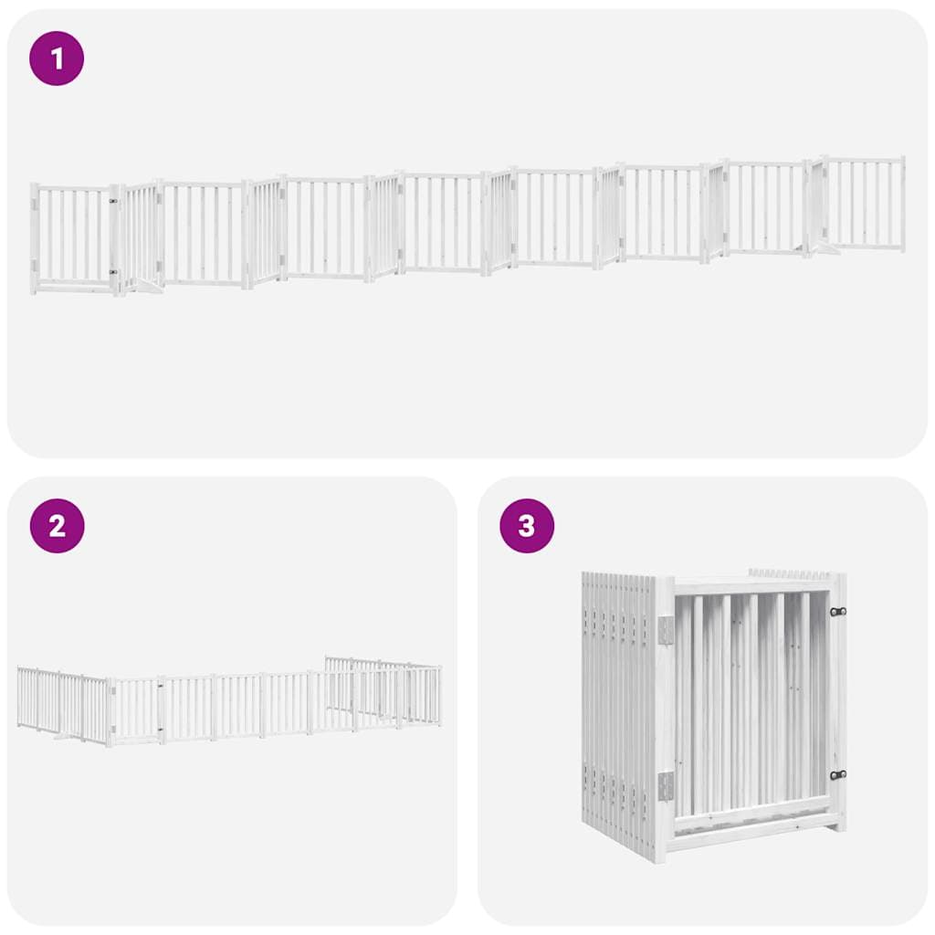 Cancello Cani Porta Pieghevole Bianco 15 Pannelli 750 cm Pioppo — miniatura 5 di 11