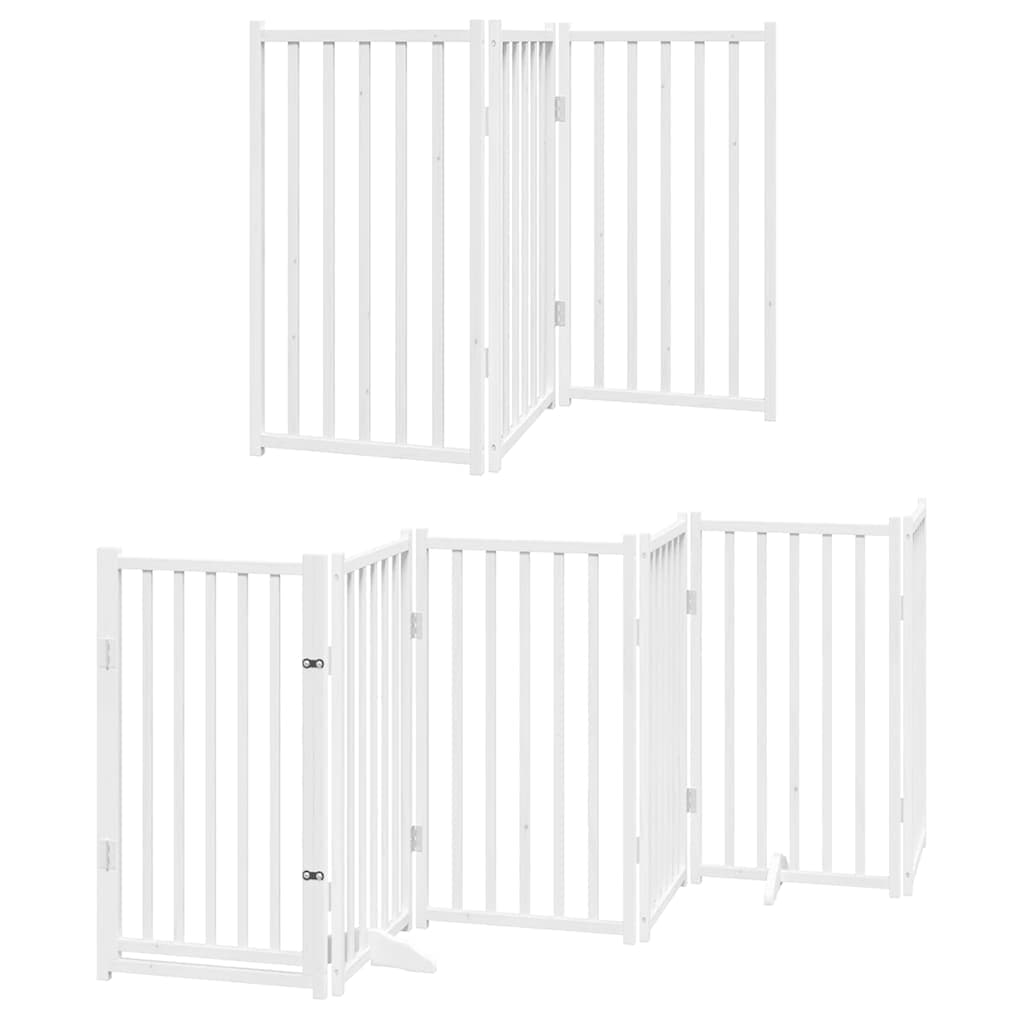 Cancello Cani Porta Pieghevole Bianco 9 Pannelli 450 cm Pioppo — miniatura 3 di 11