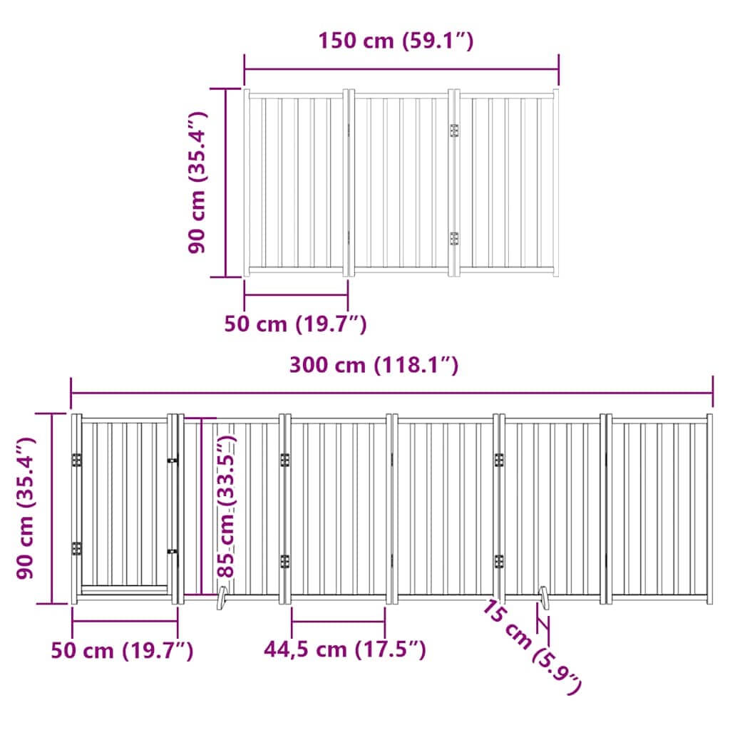 Cancello Cani Porta Pieghevole Bianco 12 Pannelli 600 cm Pioppo — miniatura 11 di 11