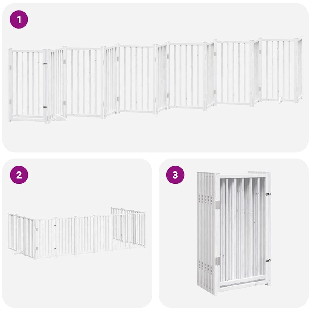 Cancello Cani Porta Pieghevole Bianco 12 Pannelli 600 cm Pioppo — miniatura 5 di 11