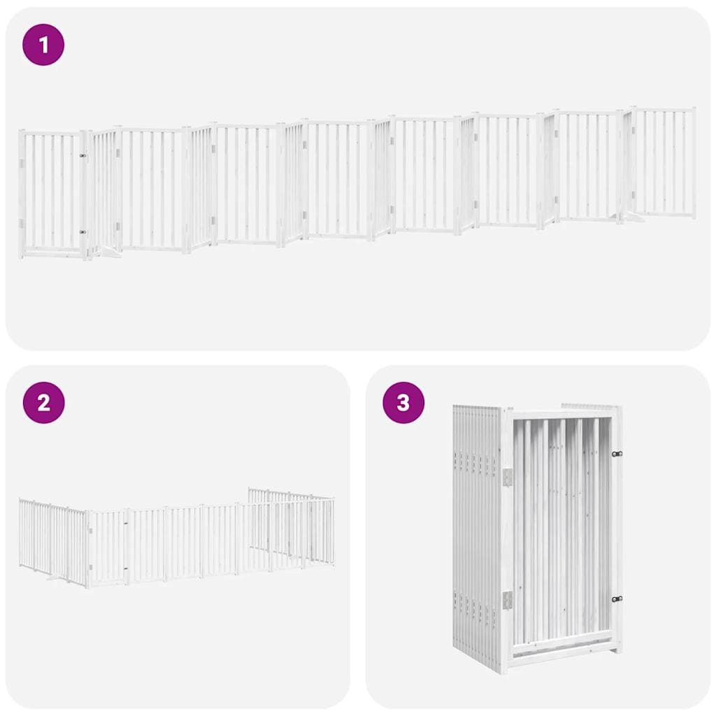 Cancello Cani Porta Pieghevole Bianco 15 Pannelli 750 cm Pioppo — miniatura 5 di 11
