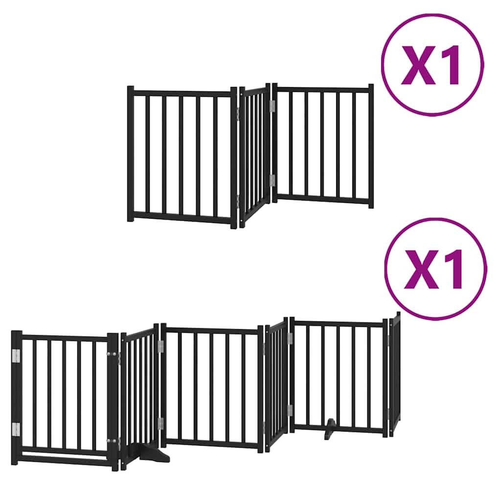 Cancello per Cani Porta Pieghevole Nero 9 Pannelli 450cm Pioppo — miniatura 2 di 11