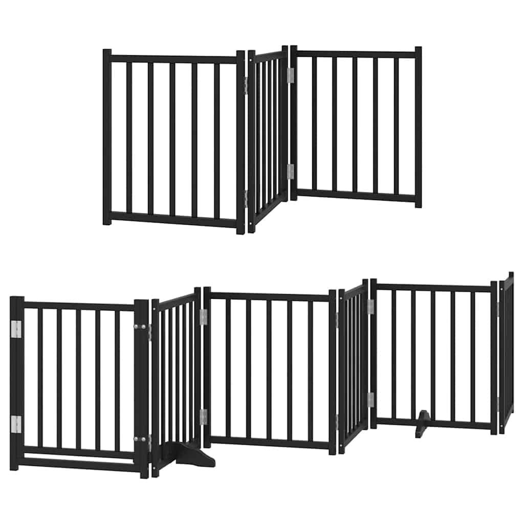 Cancello per Cani Porta Pieghevole Nero 9 Pannelli 450cm Pioppo — miniatura 3 di 11