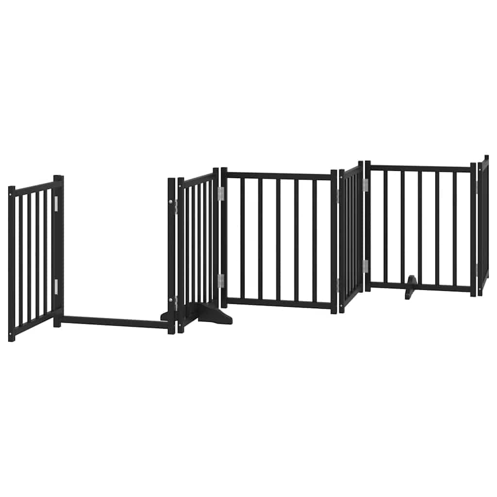 Cancello per Cani Porta Pieghevole Nero 9 Pannelli 450cm Pioppo — miniatura 4 di 11