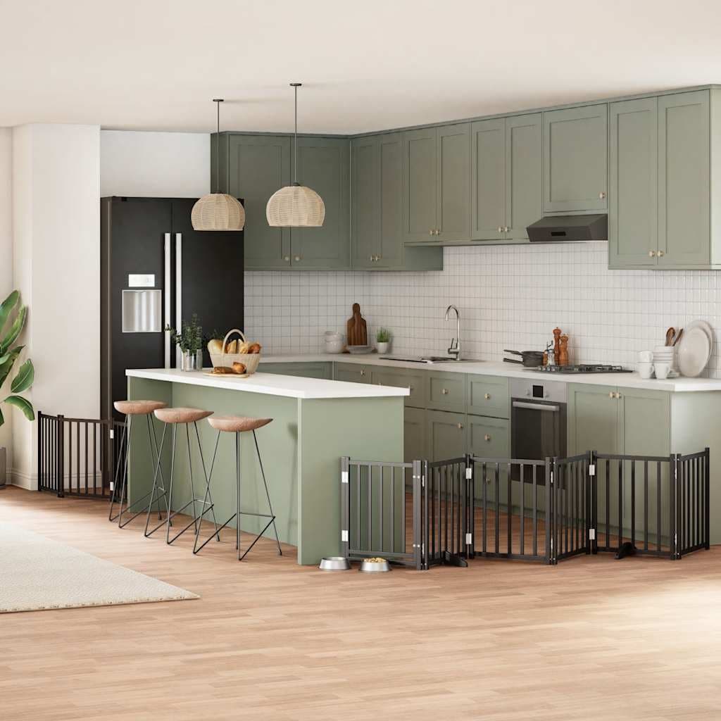 Cancello per Cani Porta Pieghevole Nero 9 Pannelli 450cm Pioppo — miniatura 1 di 11