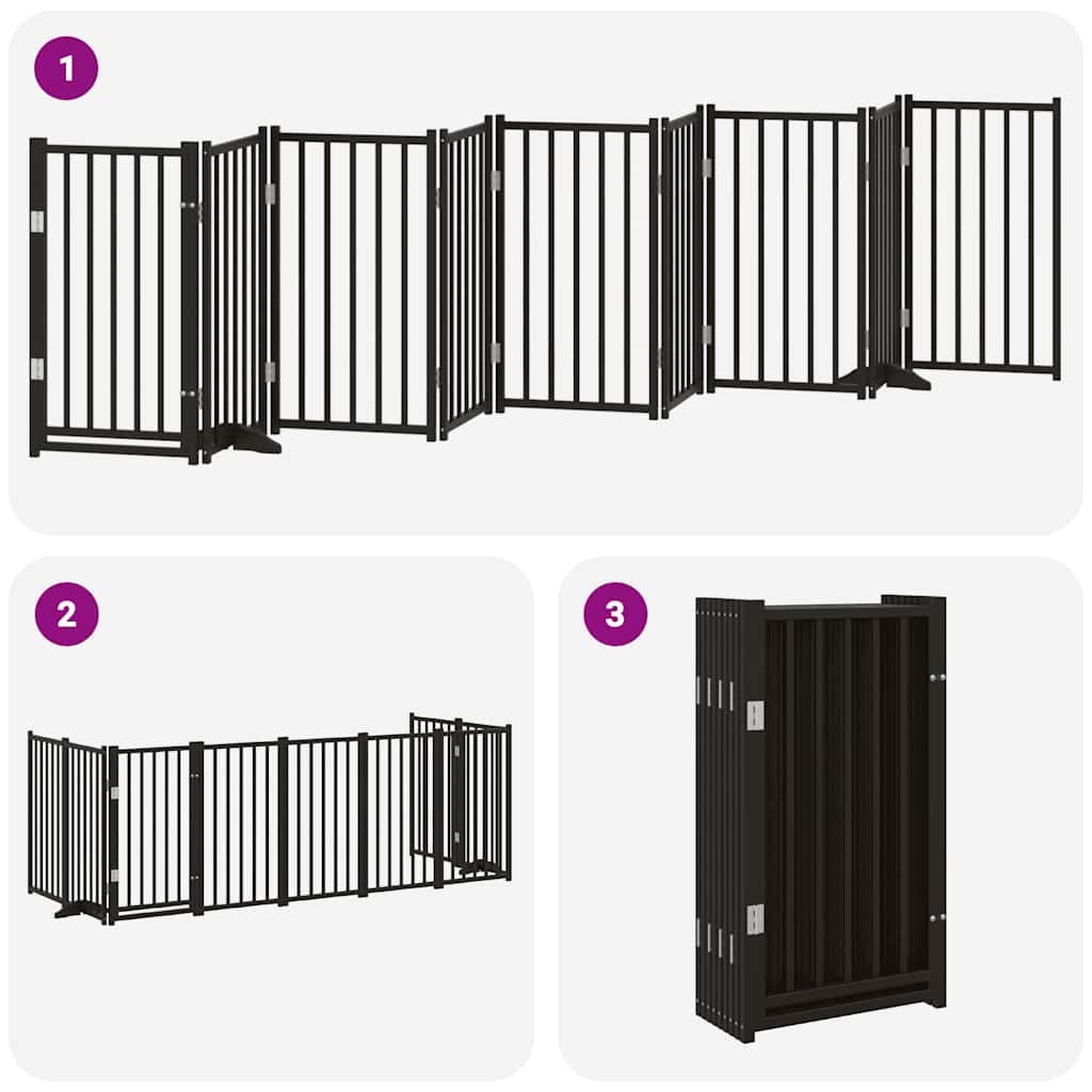 Cancello per Cani Porta Pieghevole Nero 9 Pannelli 450cm Pioppo — miniatura 5 di 11