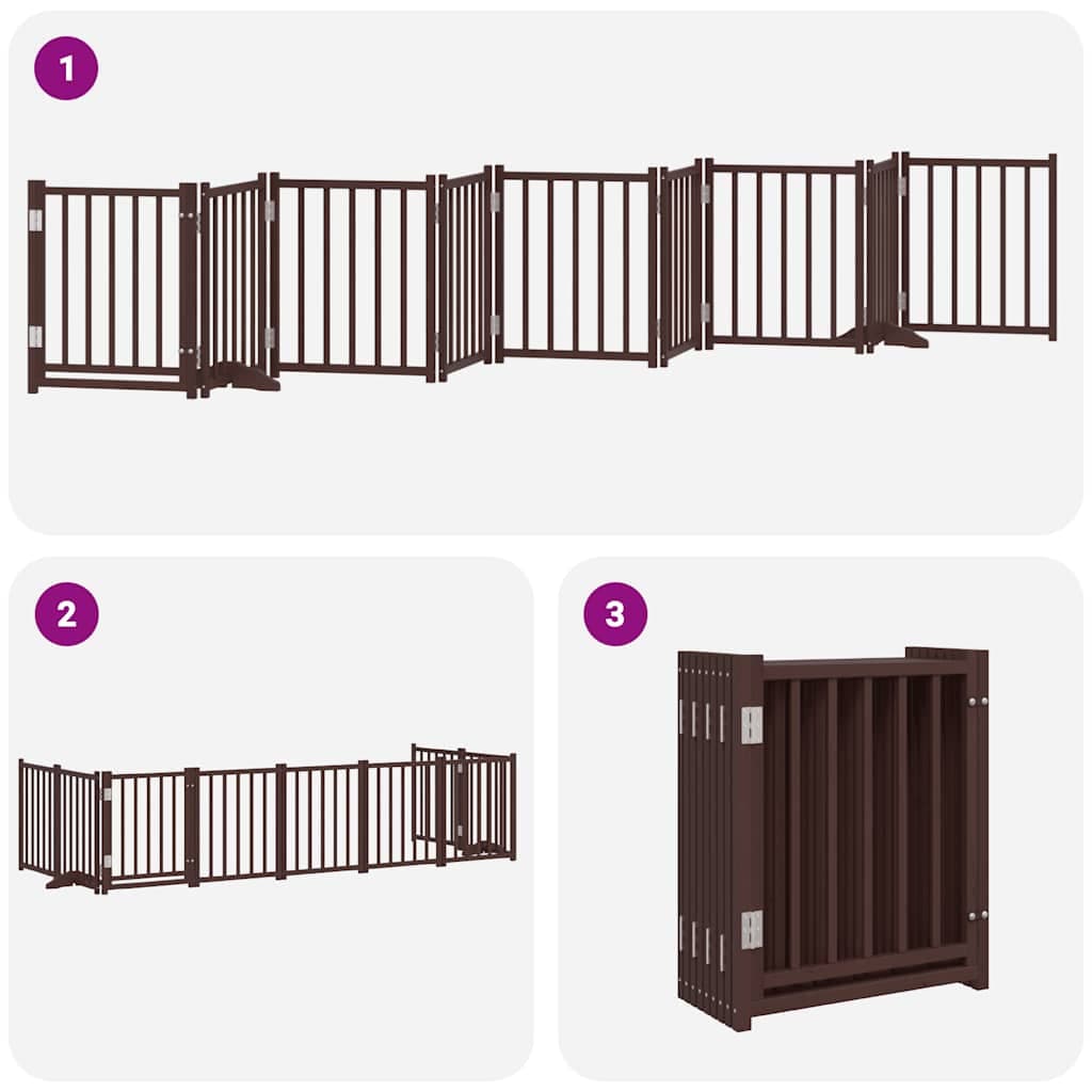 Cancello Cani Porta Pieghevole Marrone 9 Pannelli 450cm Pioppo — miniatura 5 di 11