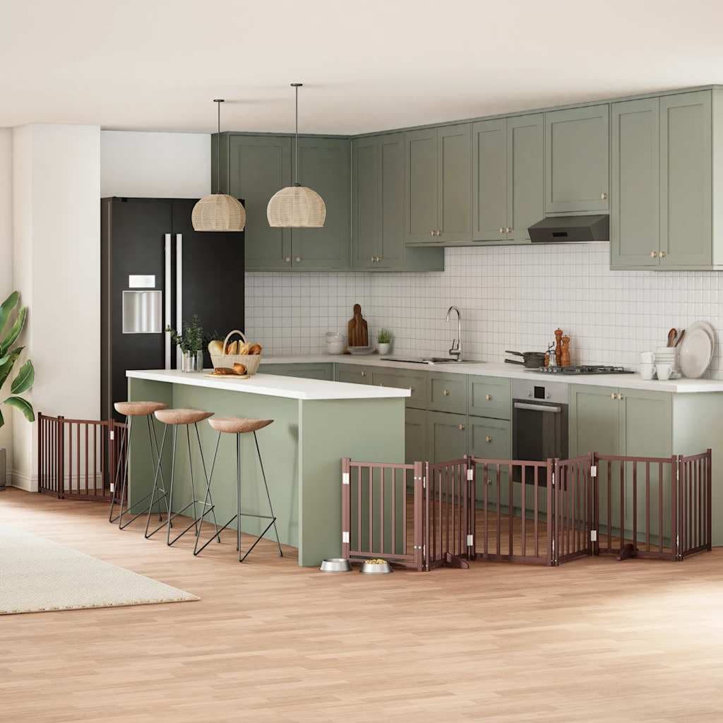 Cancello Cani Porta Pieghevole Marrone 9 Pannelli 450cm Pioppo — miniatura 1 di 11