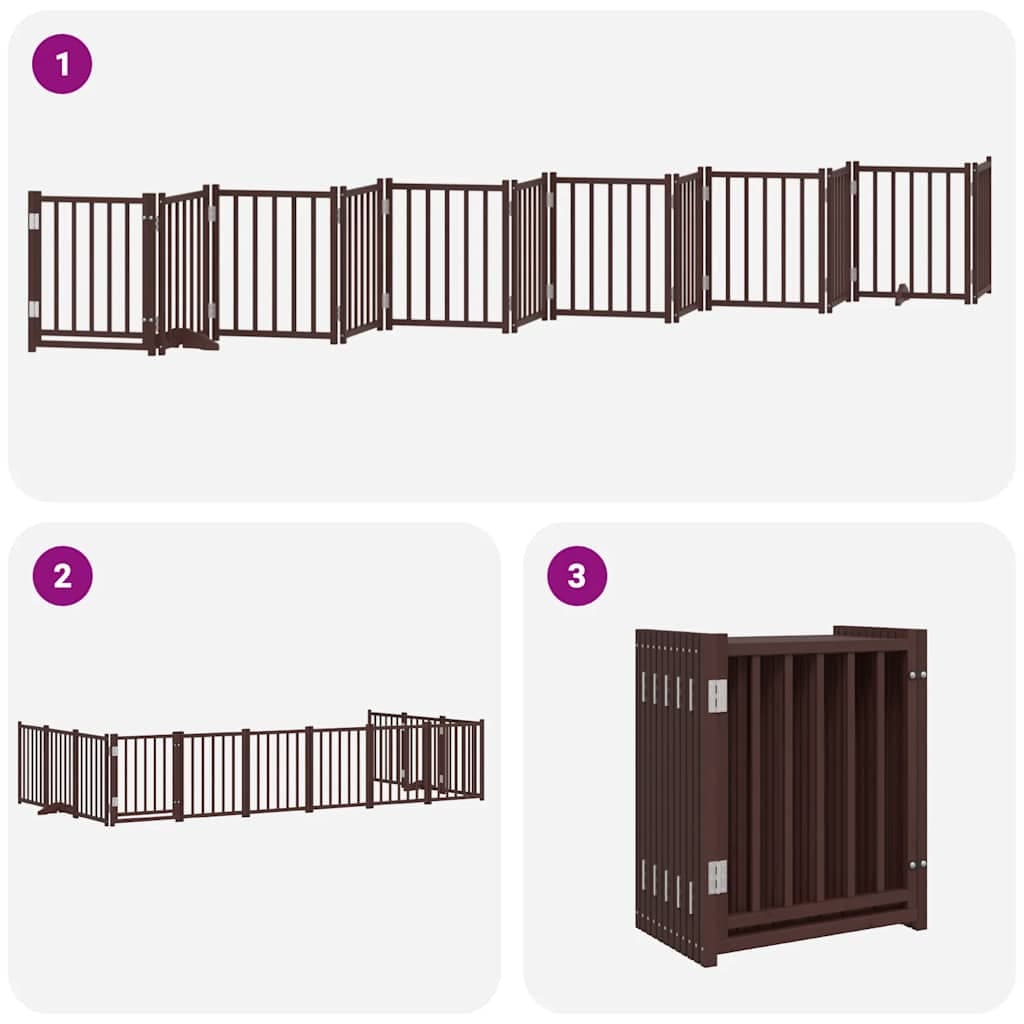 Cancello Cani Porta Pieghevole Marrone 12 Pannelli 600cm Pioppo — miniatura 5 di 11