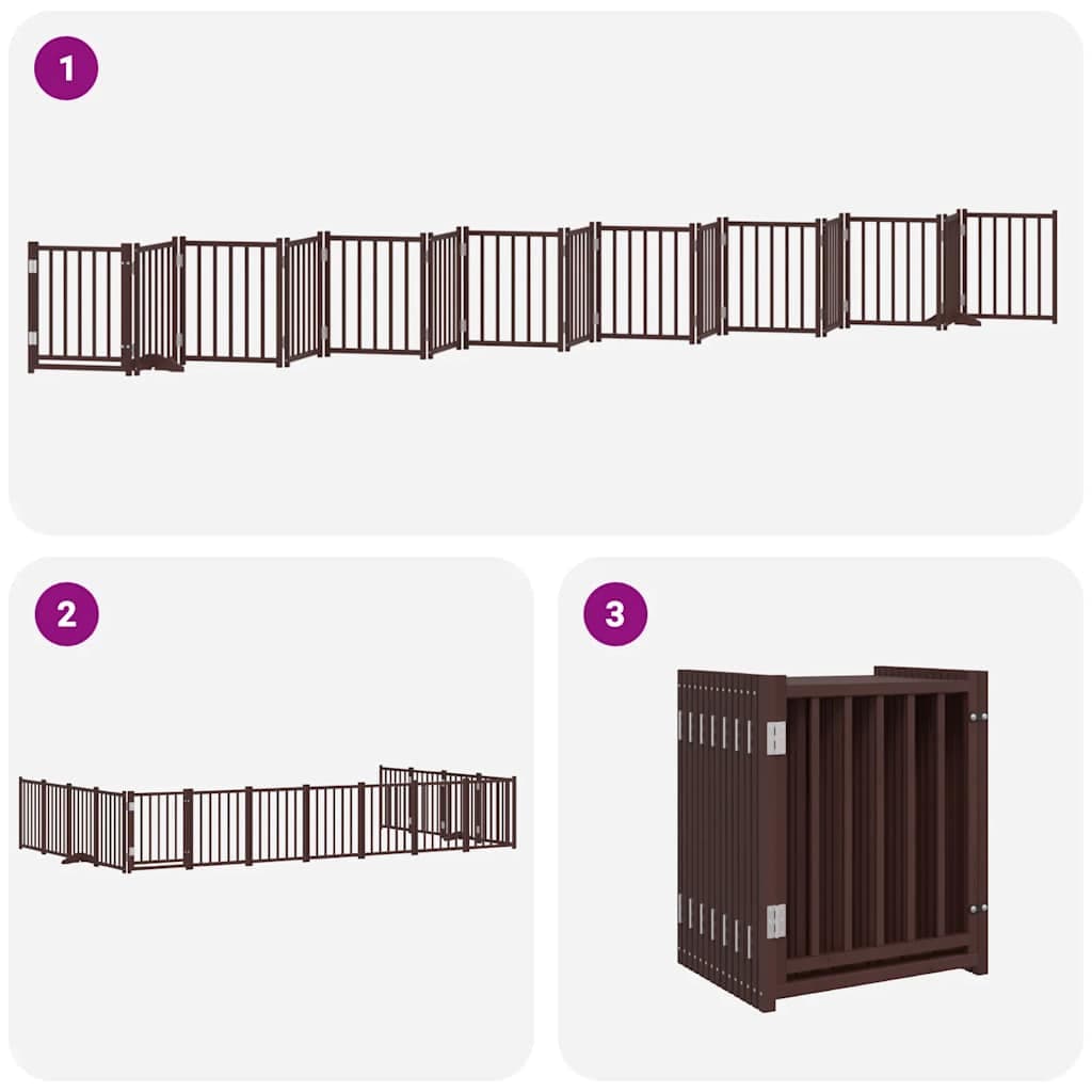 Cancello Cani Porta Pieghevole Marrone 15 Pannelli 750cm Pioppo — miniatura 5 di 11