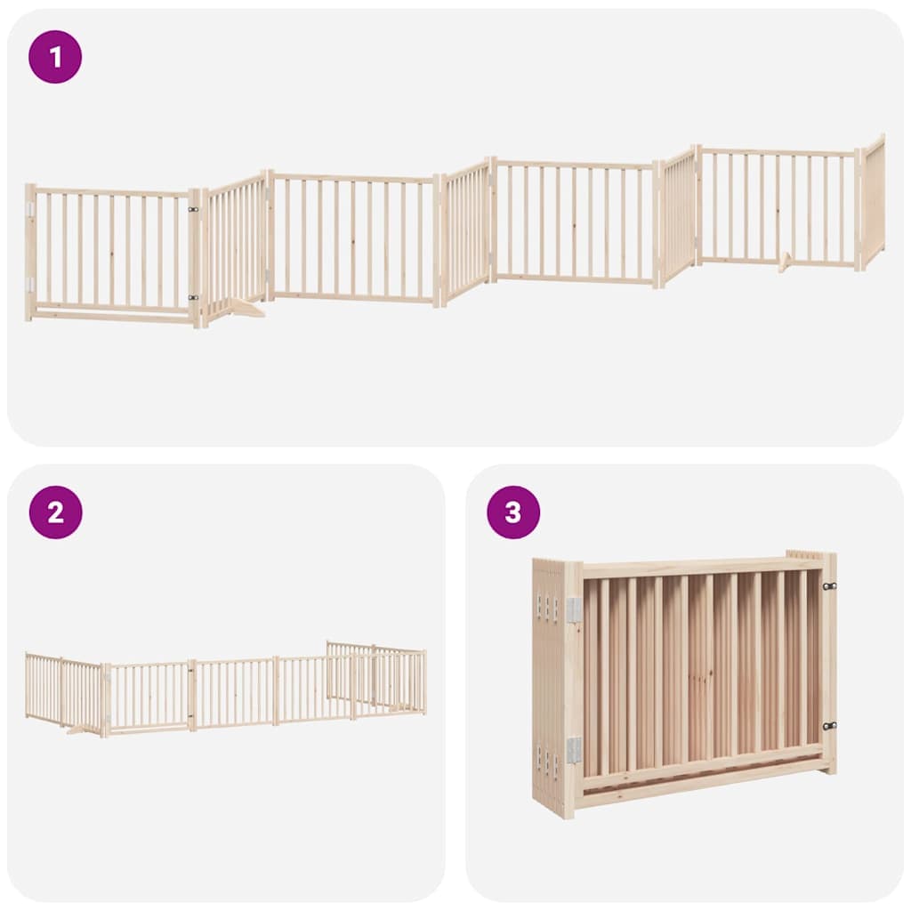 Cancello per Cani Porta Pieghevole 8 Pannelli 640 cm in Pioppo — miniatura 5 di 11