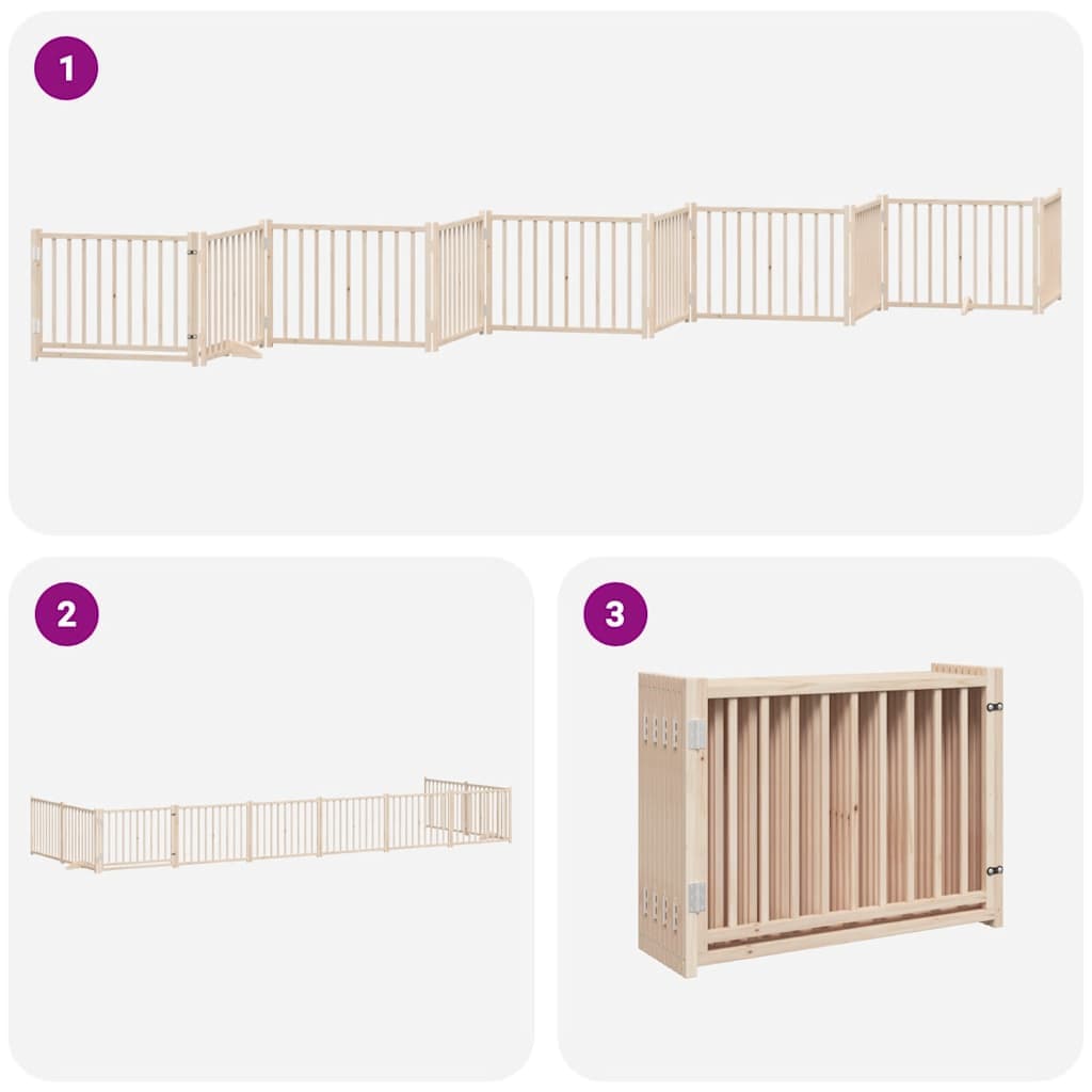Cancello per Cani Porta Pieghevole 10 Pannelli 800 cm in Pioppo — miniatura 5 di 11