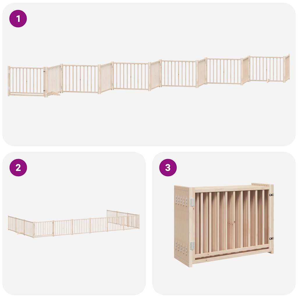 Cancello per Cani Porta Pieghevole 12 Pannelli 960 cm in Pioppo — miniatura 5 di 11