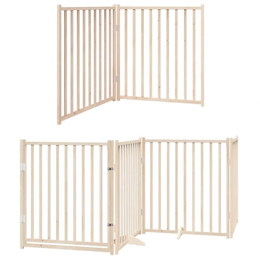 Cancello per Cani Porta Pieghevole 8 Pannelli 640 cm in Pioppo — miniatura 3 di 11