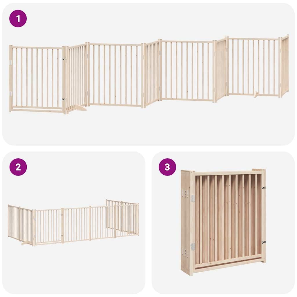Cancello per Cani Porta Pieghevole 8 Pannelli 640 cm in Pioppo — miniatura 5 di 11