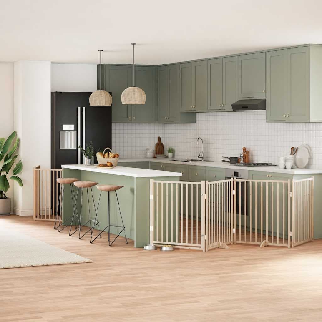Cancello per Cani Porta Pieghevole 8 Pannelli 640 cm in Pioppo — miniatura 1 di 11