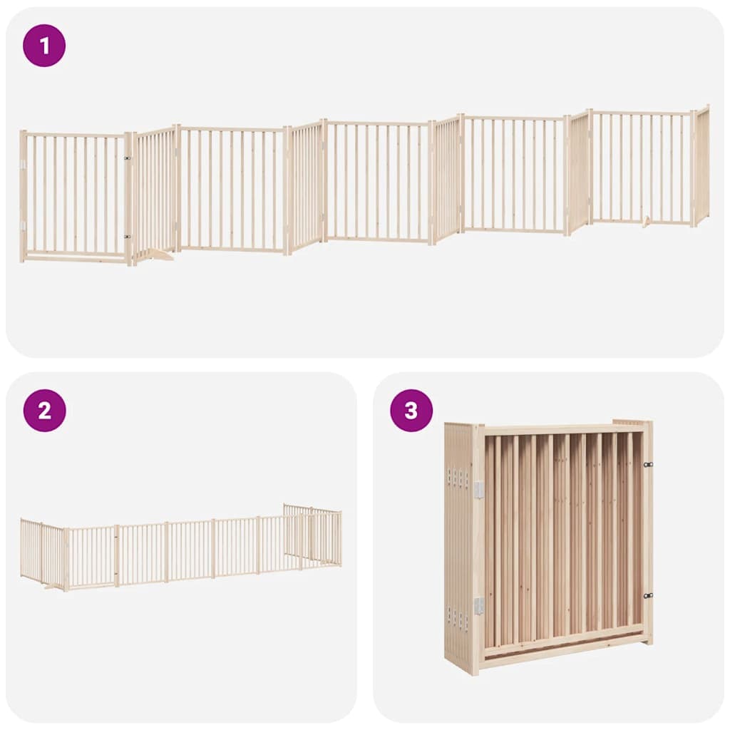 Cancello per Cani Porta Pieghevole 10 Pannelli 800 cm in Pioppo — miniatura 5 di 11