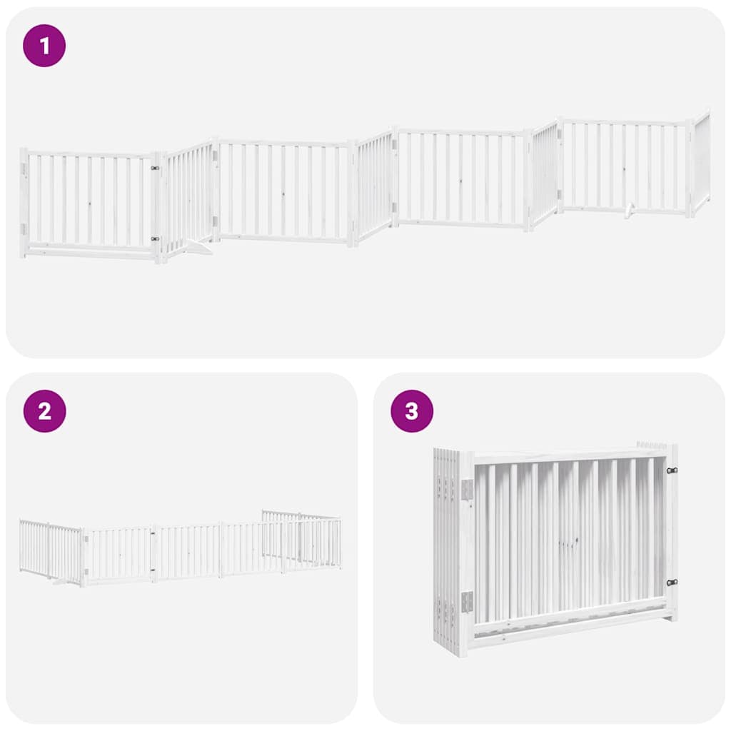 Cancello Cani Porta Pieghevole Bianco 8 Pannelli 640 cm Pioppo — miniatura 5 di 11