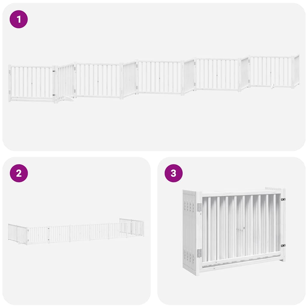 Cancello Cani Porta Pieghevole Bianco 10 Pannelli 800 cm Pioppo — miniatura 5 di 11