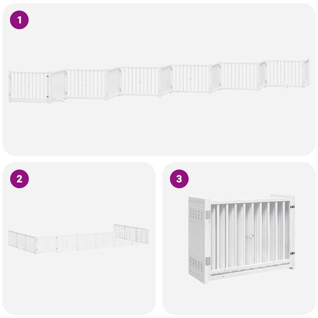 Cancello Cani Porta Pieghevole Bianco 12 Pannelli 960 cm Pioppo — miniatura 5 di 11