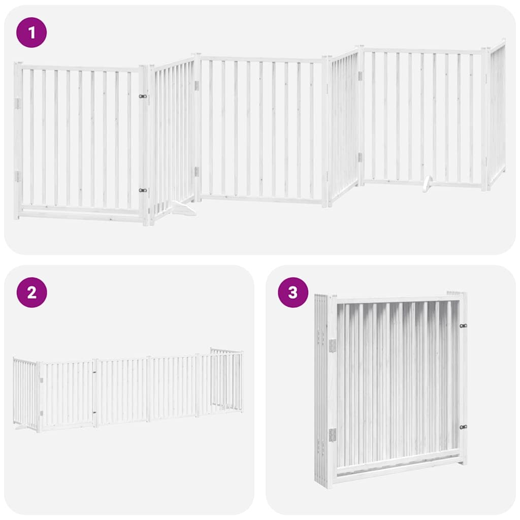 Cancello Cani Porta Pieghevole Bianco 6 Pannelli 480 cm Pioppo — miniatura 5 di 11
