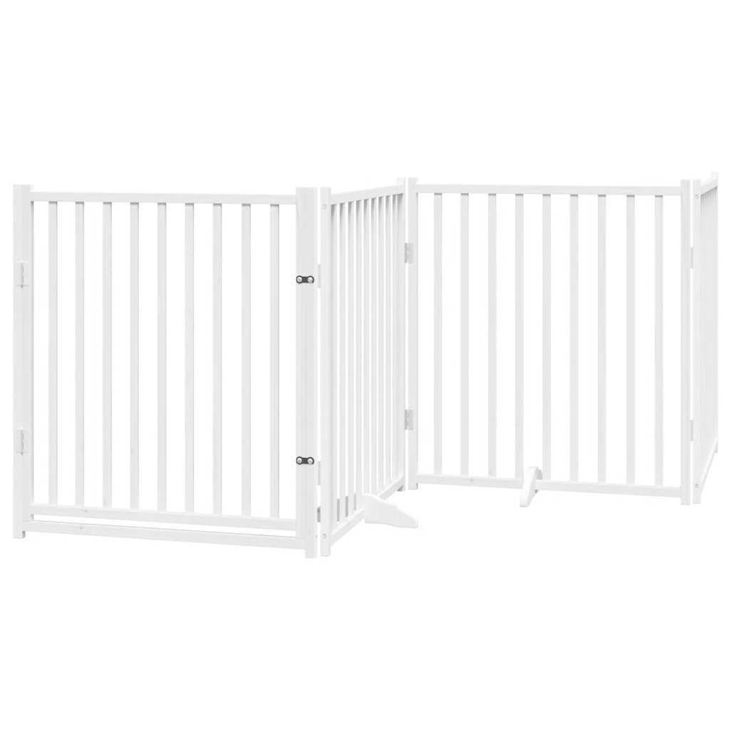 Cancello Cani Porta Pieghevole Bianco 8 Pannelli 640 cm Pioppo — miniatura 3 di 10