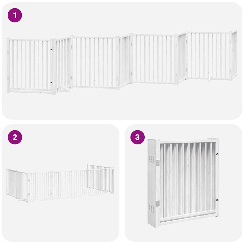 Cancello Cani Porta Pieghevole Bianco 8 Pannelli 640 cm Pioppo — miniatura 4 di 10