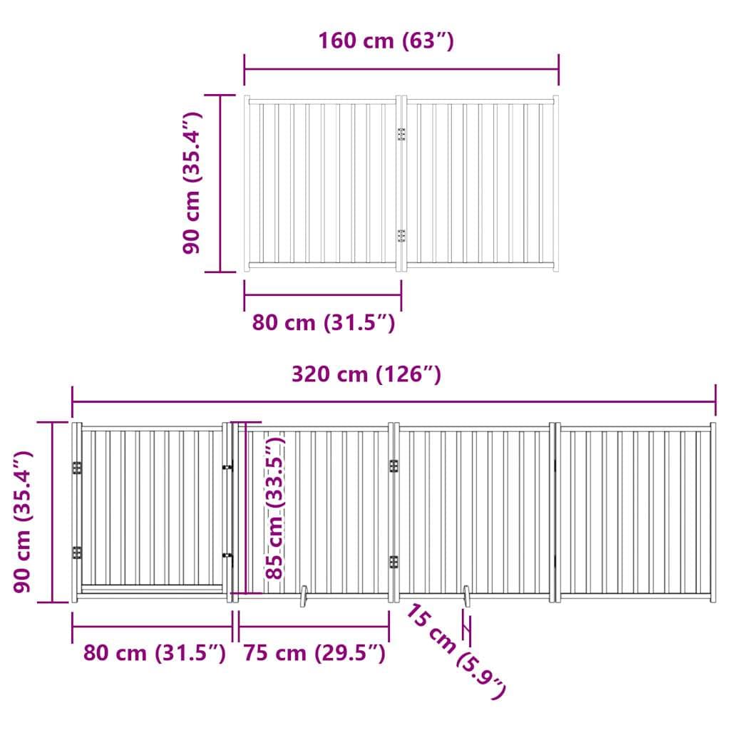 Cancello Cani Porta Pieghevole Bianco 8 Pannelli 640 cm Pioppo — miniatura 10 di 10