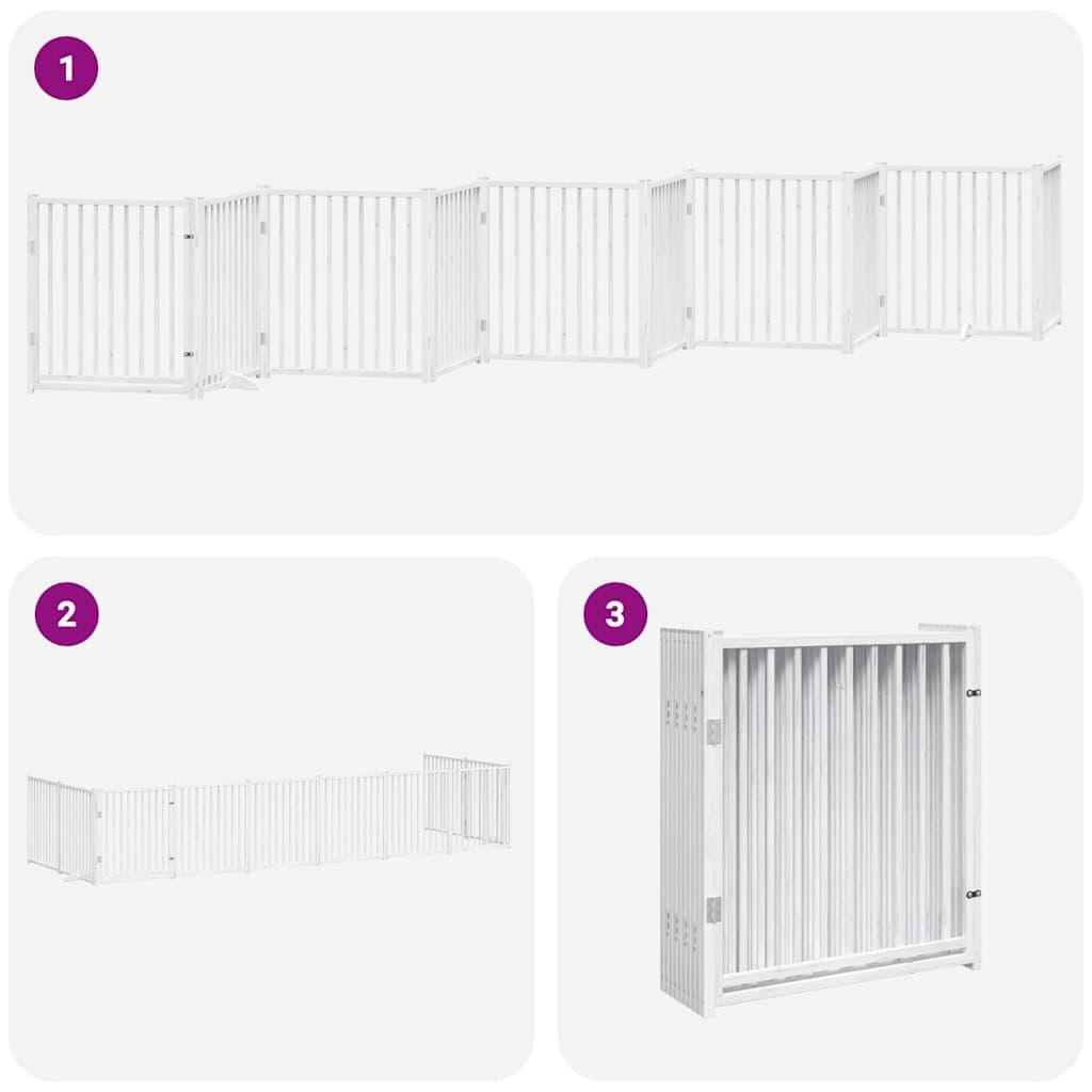 Cancello Cani Porta Pieghevole Bianco 10 Pannelli 800 cm Pioppo — miniatura 5 di 11