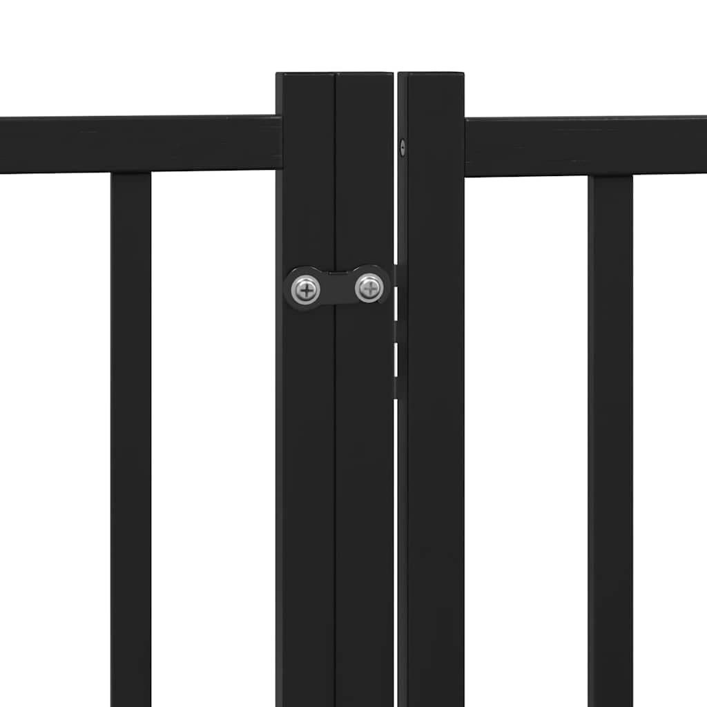 Cancello per Cani Porta Pieghevole Nero 6 Pannelli 480cm Pioppo — foto 8 di 11