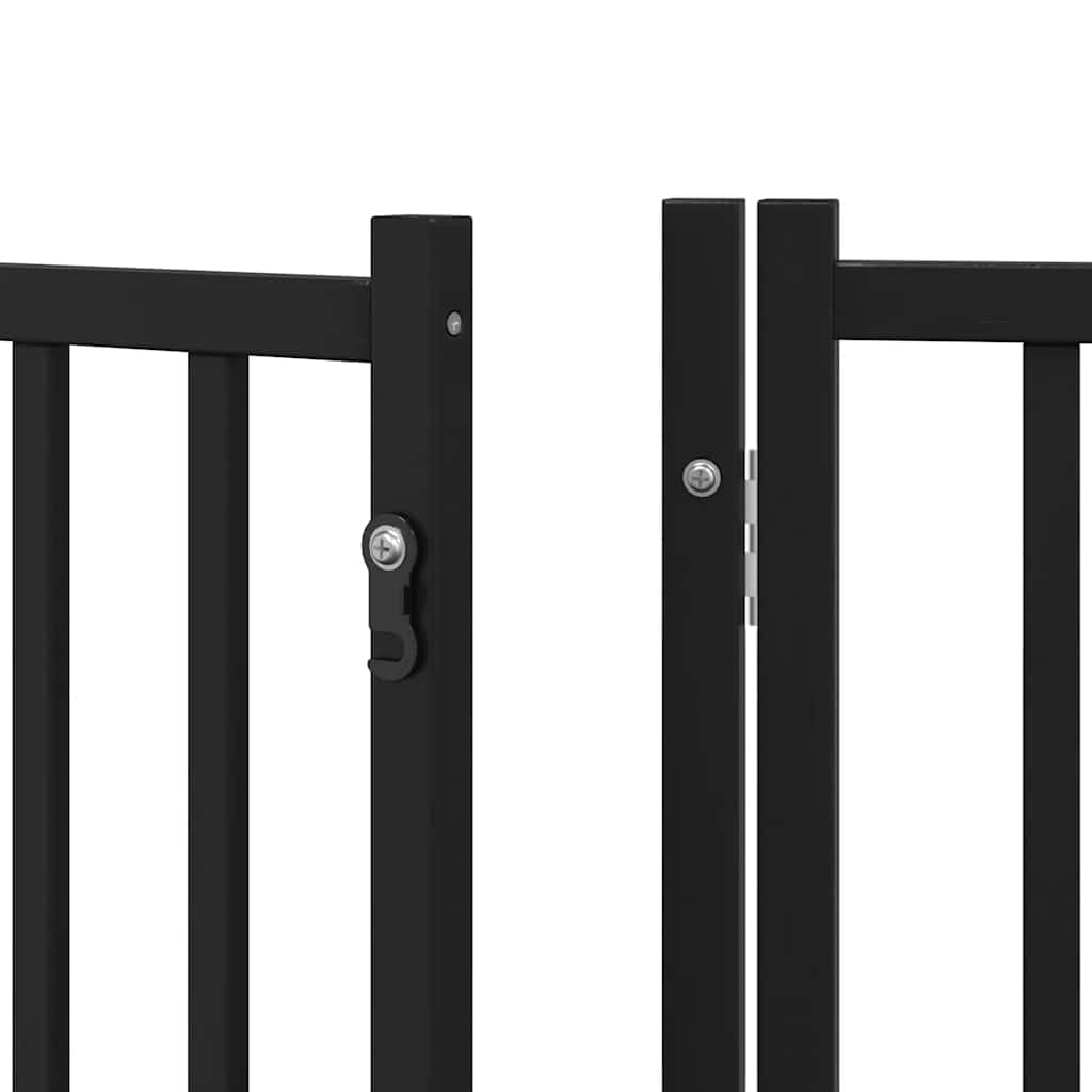 Cancello per Cani Porta Pieghevole Nero 6 Pannelli 480cm Pioppo — foto 10 di 11
