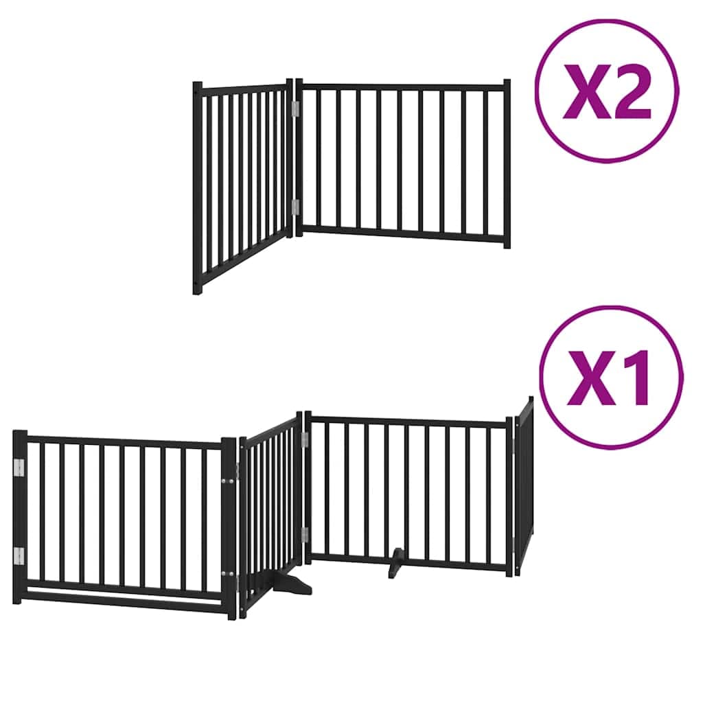 Cancello Cani Porta Pieghevole Nero 8 Pannelli 640 cm Pioppo — miniatura 2 di 11