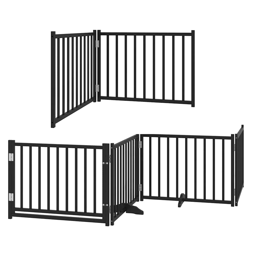 Cancello Cani Porta Pieghevole Nero 10 Pannelli 800 cm Pioppo — miniatura 3 di 11