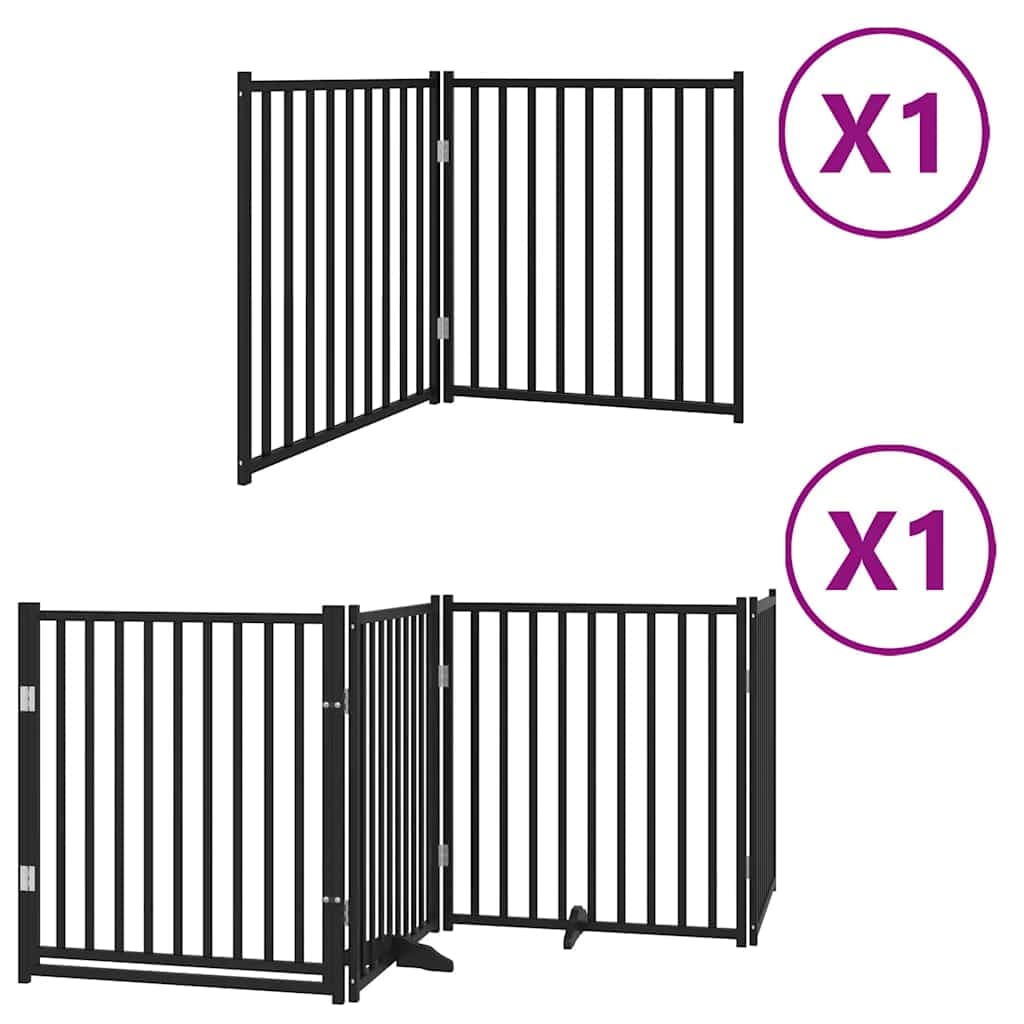 Cancello per Cani Porta Pieghevole Nero 6 Pannelli 480cm Pioppo — miniatura 2 di 11