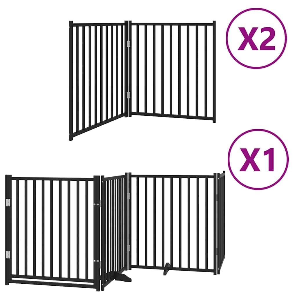 Cancello Cani Porta Pieghevole Nero 8 Pannelli 640 cm Pioppo — miniatura 2 di 11